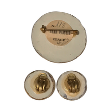 Load image into Gallery viewer, Vintage Italian Handpainted Portrait Brooch and Earrings
