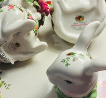 Load image into Gallery viewer, Reserved: Royal Albert Old Country Roses Rabbit Tea Set + Cork Trivet