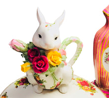 Load image into Gallery viewer, Reserved: Royal Albert Old Country Roses Rabbit Tea Set + Cork Trivet