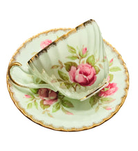 Load image into Gallery viewer, EB Foley Mint Green Pink Cabbage Roses