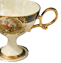 Load image into Gallery viewer, Shafford Black Pedestal Courting Couples Cup and Saucer