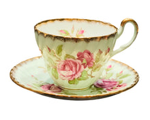 Load image into Gallery viewer, EB Foley Mint Green Pink Cabbage Roses