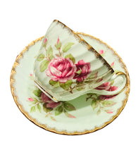 Load image into Gallery viewer, EB Foley Mint Green Pink Cabbage Roses