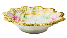 Load image into Gallery viewer, Stunning Nippon Hand Painted Gold Moriage Slip Painted 11 Inch Diameter Orchid Bowl