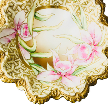 Load image into Gallery viewer, Stunning Nippon Hand Painted Gold Moriage Slip Painted 11 Inch Diameter Orchid Bowl