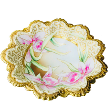 Load image into Gallery viewer, Stunning Nippon Hand Painted Gold Moriage Slip Painted 11 Inch Diameter Orchid Bowl