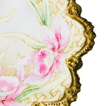 Load image into Gallery viewer, Stunning Nippon Hand Painted Gold Moriage Slip Painted 11 Inch Diameter Orchid Bowl