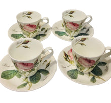 Load image into Gallery viewer, Set of 4 Redouté Rose Demitasse Cups