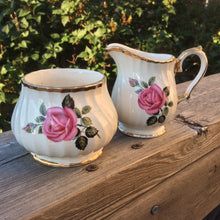 Load image into Gallery viewer, Pretty In Pink-Sadler Swirled Pink Rose Creamer and Sugar Bowl