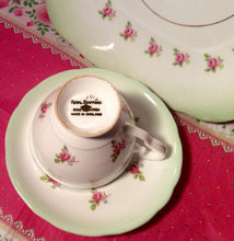 Load image into Gallery viewer, Pretty in Pink- and Green-Royal Stafford Teacup and Saucer Cake Plate Trio