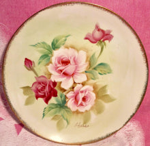 Load image into Gallery viewer, Pretty in Pink-and Green-Hase Signed 8.5 Inch Cabinet Plate
