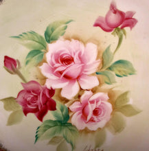 Load image into Gallery viewer, Pretty in Pink-and Green-Hase Signed 8.5 Inch Cabinet Plate