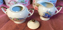 Load image into Gallery viewer, Pretty In Pink-Blue Bows Happy 25th Anniversary Creamer and Sugar Bowl Japan