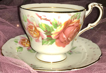 Load image into Gallery viewer, Pretty in Pink-White Paragon Golden Emblem Pedestal Teacup and Saucer