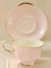 Load image into Gallery viewer, Pretty In Pink-Paragon Pink Ribbed Teacup and Saucer