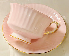 Load image into Gallery viewer, Pretty In Pink-Paragon Pink Ribbed Teacup and Saucer