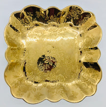 Load image into Gallery viewer, Pretty in Pink-Old Foley James Kent Gold Brocade Scalloped 8 Inch Dish