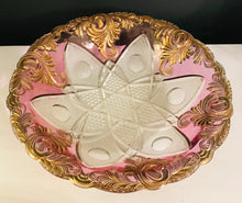 Load image into Gallery viewer, Cranberry and Gold Leaded Glass Bowl-10.25 In and 5.25 In