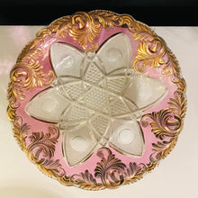 Load image into Gallery viewer, Cranberry and Gold Leaded Glass Bowl-10.25 In and 5.25 In