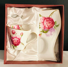 Load image into Gallery viewer, Pretty in Pink-Romantic Pink Rose New In Box Adeline Porcelain Teacup and Snack Plate