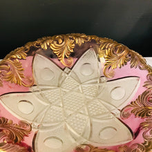 Load image into Gallery viewer, Cranberry and Gold Leaded Glass Bowl-10.25 In and 5.25 In