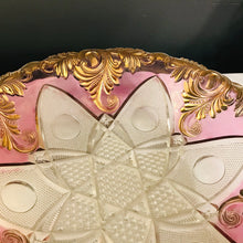 Load image into Gallery viewer, Cranberry and Gold Leaded Glass Bowl-10.25 In and 5.25 In