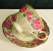 Load image into Gallery viewer, Pretty in Pink-Iridescent Pink Rose Teacup and Saucer Japan