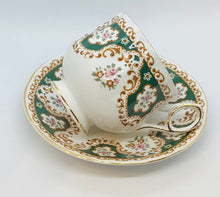 Load image into Gallery viewer, Pretty in Pink-Beautiful Rosina Green And White Teacup and Saucer