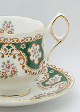 Load image into Gallery viewer, Pretty in Pink-Beautiful Rosina Green And White Teacup and Saucer