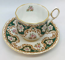 Load image into Gallery viewer, Pretty in Pink-Beautiful Rosina Green And White Teacup and Saucer