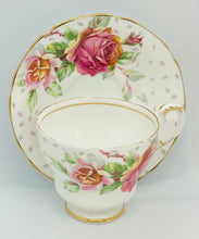 Load image into Gallery viewer, Pretty in Pink-White Paragon Golden Emblem Pedestal Teacup and Saucer