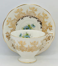 Load image into Gallery viewer, Pretty in Pink-Royal Standard Gold on White Teacup and Saucer