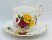 Load image into Gallery viewer, Pretty in Pink-Beautiful Rosina Yellow and Red Roses Teacup and Saucer