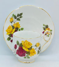Load image into Gallery viewer, Pretty in Pink-Beautiful Rosina Yellow and Red Roses Teacup and Saucer