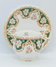 Load image into Gallery viewer, Pretty in Pink-Beautiful Rosina Green And White Teacup and Saucer