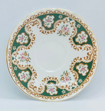 Load image into Gallery viewer, Pretty in Pink-Beautiful Rosina Green And White Teacup and Saucer