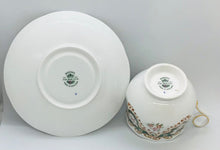 Load image into Gallery viewer, Pretty in Pink-Beautiful Rosina Green And White Teacup and Saucer