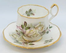 Load image into Gallery viewer, Pretty in Pink-Beautiful Rosina White Roses Teacup and Saucer