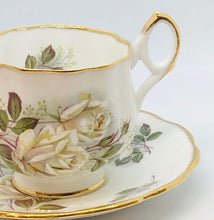 Load image into Gallery viewer, Pretty in Pink-Beautiful Rosina White Roses Teacup and Saucer