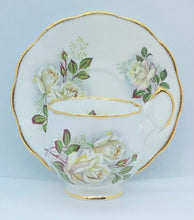 Load image into Gallery viewer, Pretty in Pink-Beautiful Rosina White Roses Teacup and Saucer