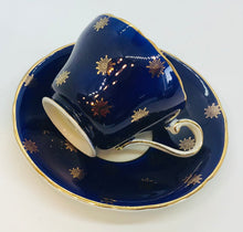Load image into Gallery viewer, Pretty in Pink-and Blue and Gold Aynsley Demitasse Teacup and Saucer