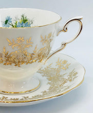 Load image into Gallery viewer, Pretty in Pink-Royal Standard Gold on White Teacup and Saucer