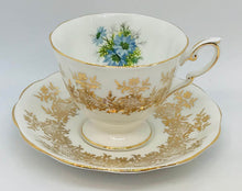 Load image into Gallery viewer, Pretty in Pink-Royal Standard Gold on White Teacup and Saucer