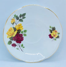 Load image into Gallery viewer, Pretty in Pink-Beautiful Rosina Yellow and Red Roses Teacup and Saucer