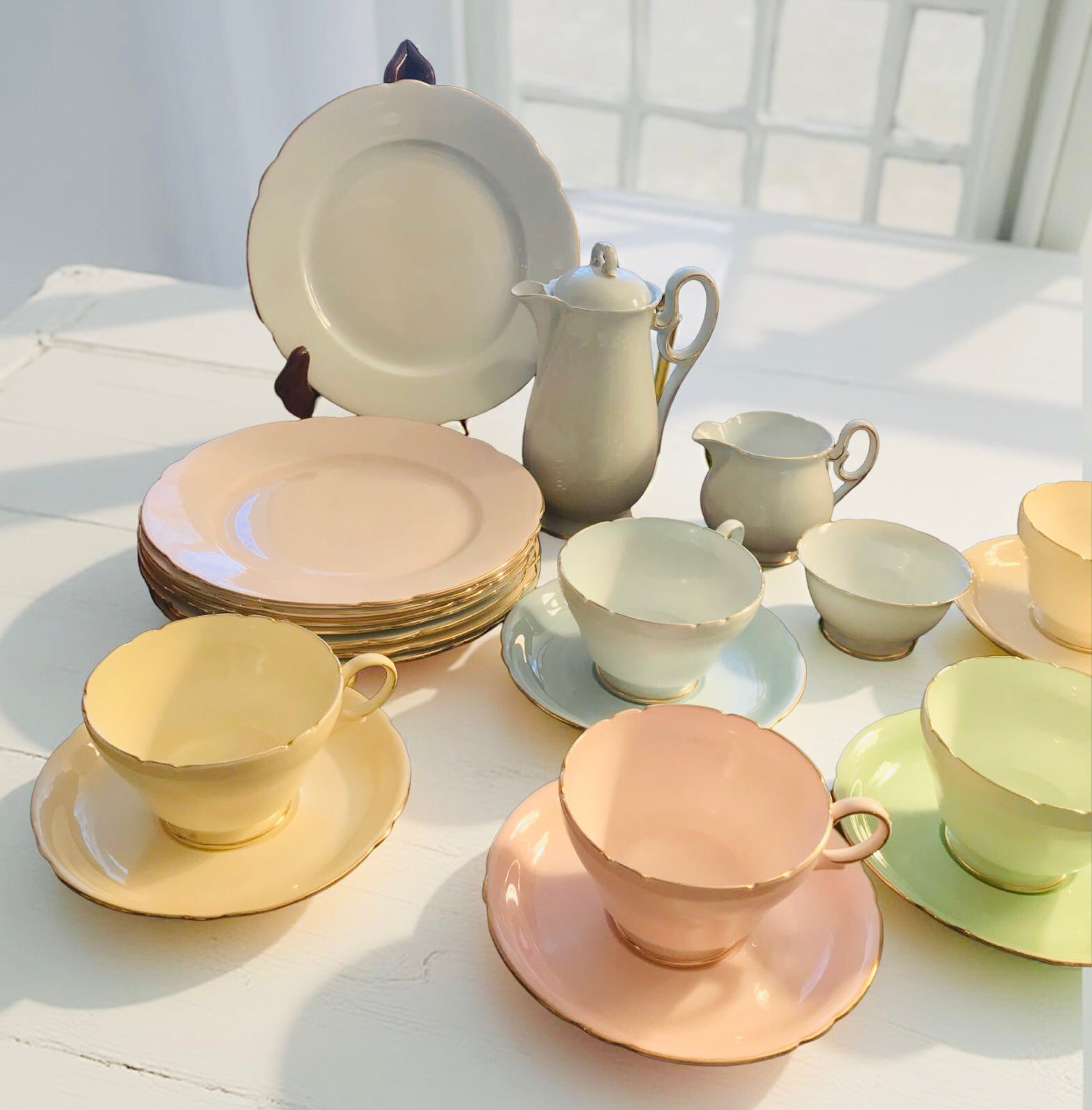 菓子 shelly Shelly, Set, Creamer & Sugar, Cup,saucer, Fine Bone China, Made in