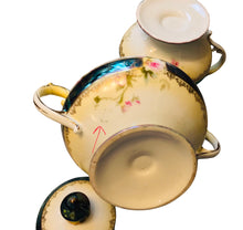 Load image into Gallery viewer, Iridescent Hand Decorated Creamer &amp; Sugar Bowl
