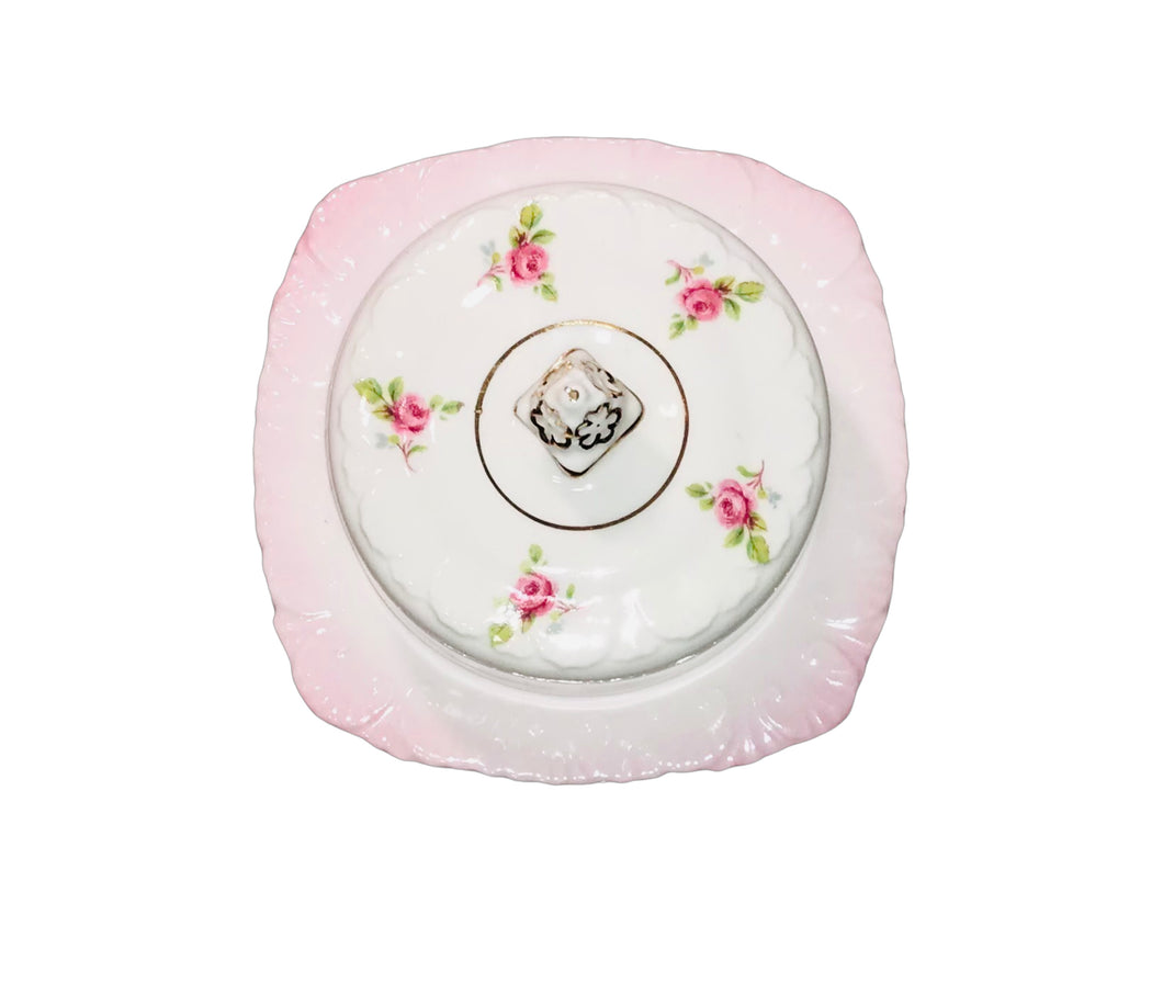 Royal Stafford Pink Rosebud Covered Butter Dish
