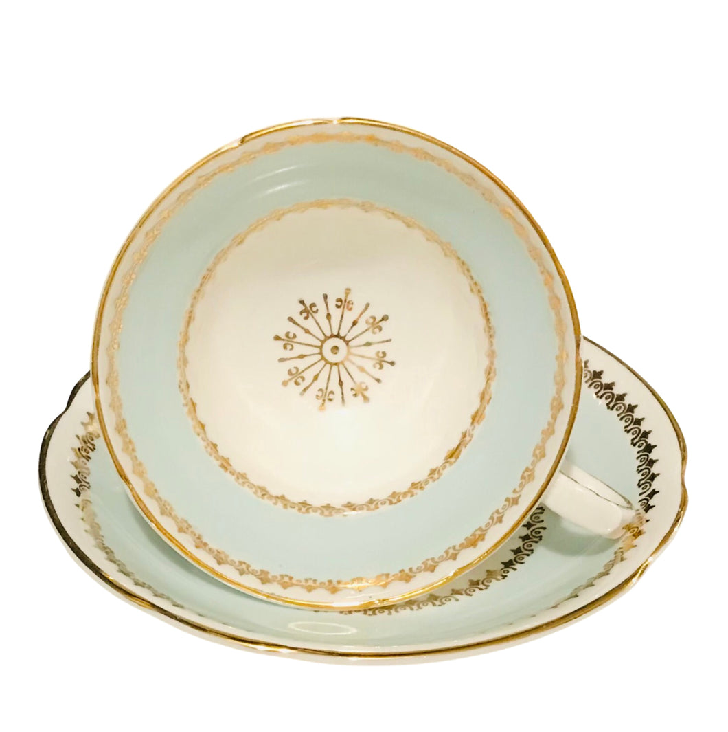 Staffordshire Pale Blue and Gold