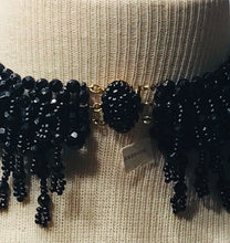 Load image into Gallery viewer, Vintage Black Beaded Fringe Choker
