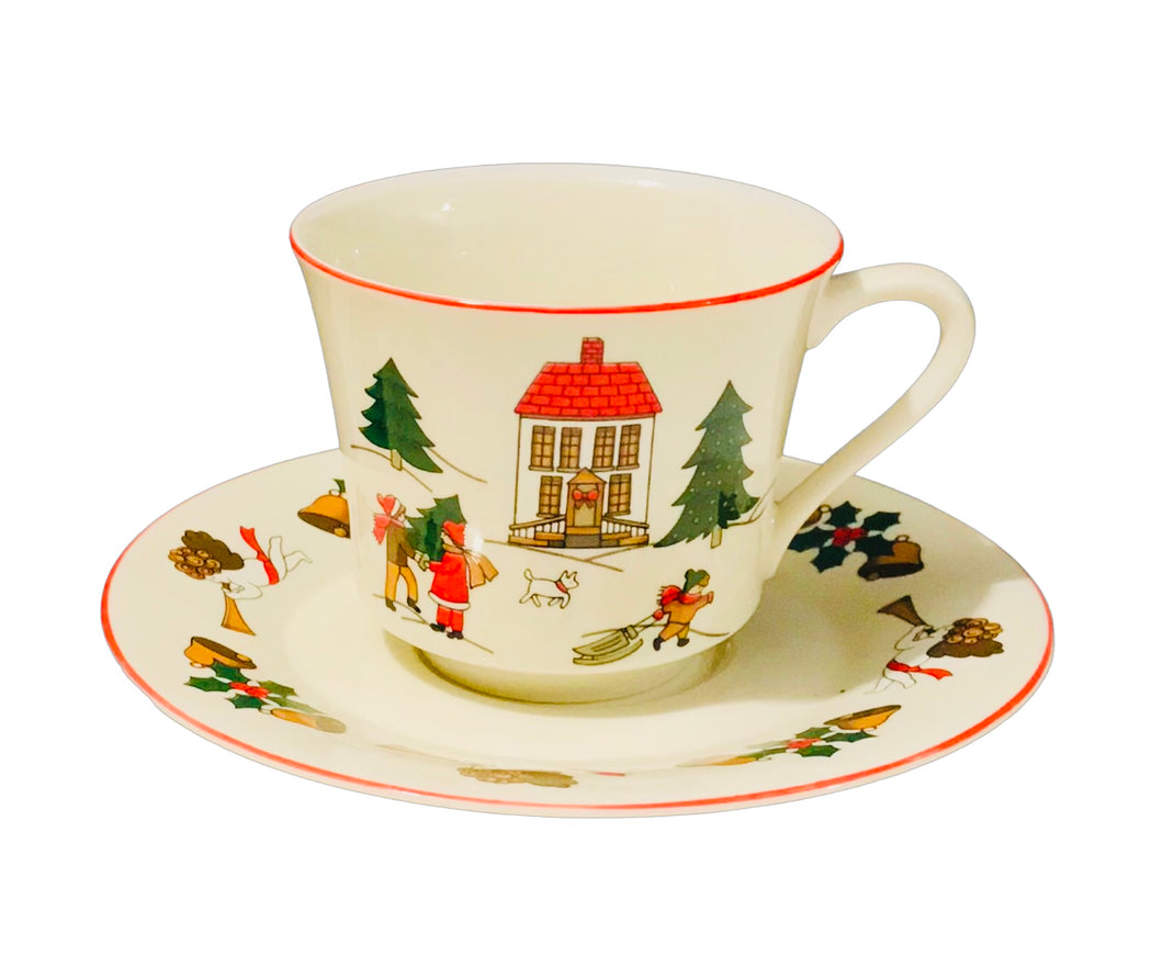 Christmas Teacup & Saucer Japan